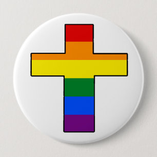 Rainbow Cross 10 Cm Round Badge