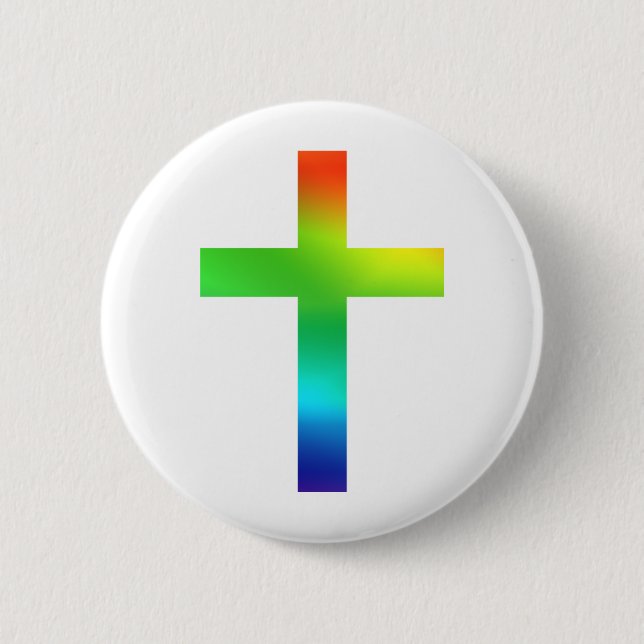 Rainbow Cross 6 Cm Round Badge (Front)