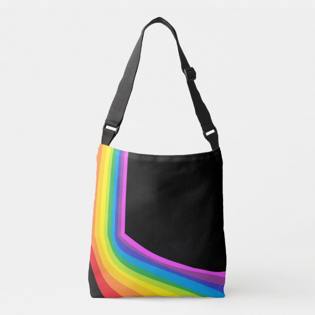 Rainbow Cross Body Bag Colourful Curve Tote Bag (Front)