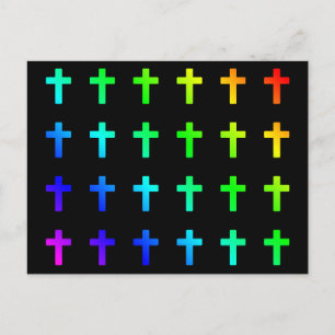 Rainbow Crosses Colours Multicolor Christian Cross Postcard