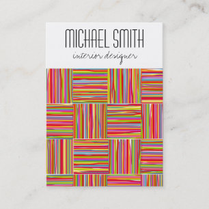 Rainbow crosshatch Interior Designer Business Card