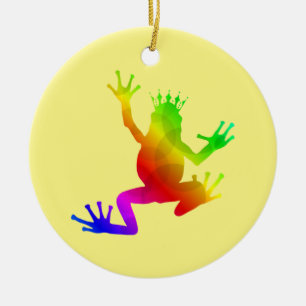 Rainbow Crowned Frog Ceramic Ornament