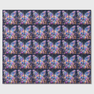Rainbow Crystal Butterfly   Colourful Sparkle Wrapping Paper