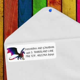Rainbow Crystal Dragon Return address Label