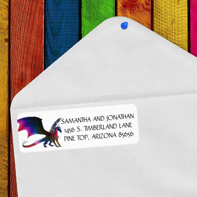 Rainbow Crystal Dragon Return address Label (Creator Uploaded)