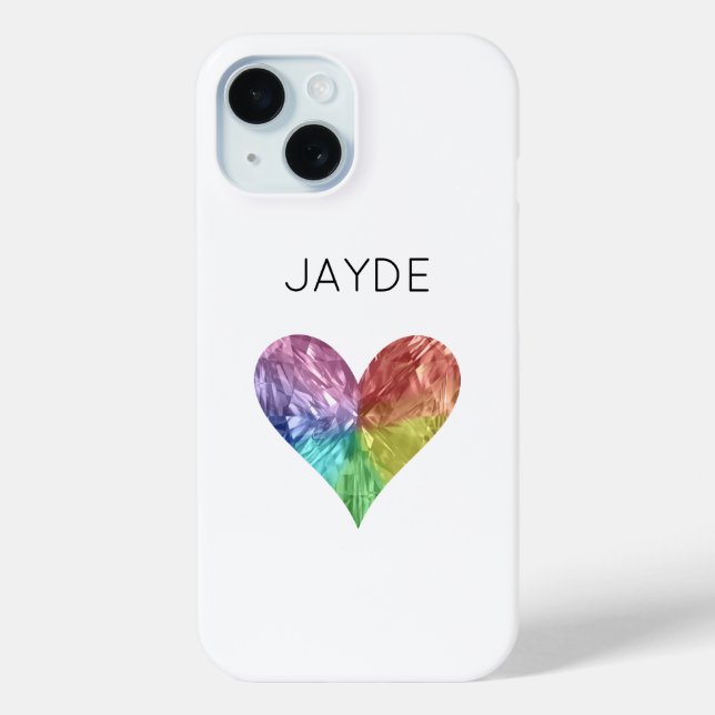 Rainbow Crystal Heart Mobile Phone Case (Back)