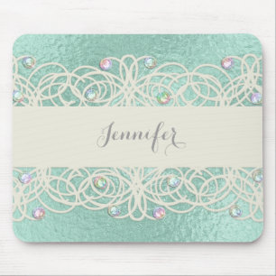 Rainbow Crystals on Mint Green Mouse Pad