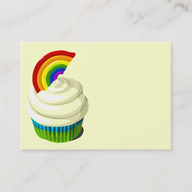 Rainbow cupcake business card template (Front)