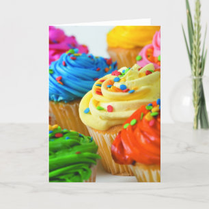 Rainbow cupcake card