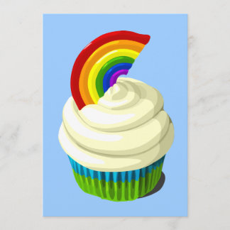 Rainbow cupcake invitation