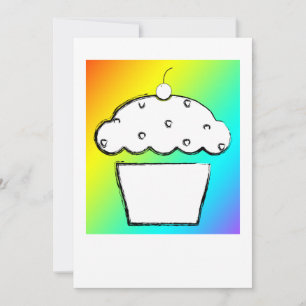 rainbow cupcake invitation
