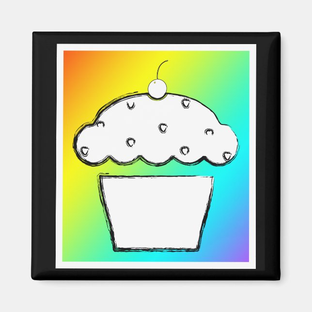 rainbow cupcake magnet (Front)