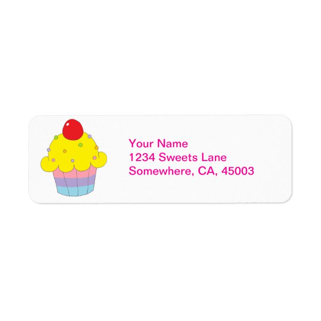 Rainbow Cupcake Return Address Label (Front)