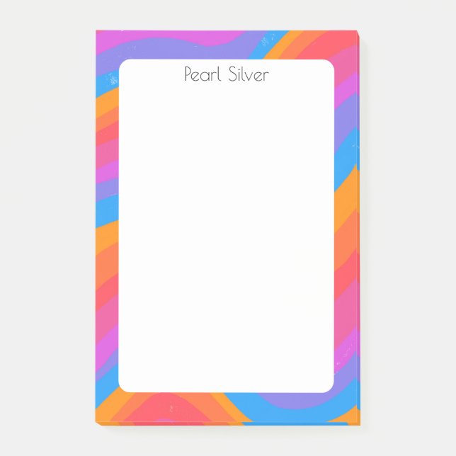 Rainbow Curves CUSTOM Chic Monogram Personalised Post-it Notes (Front)
