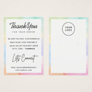 Rainbow Custom Logo Earring Display Thank You