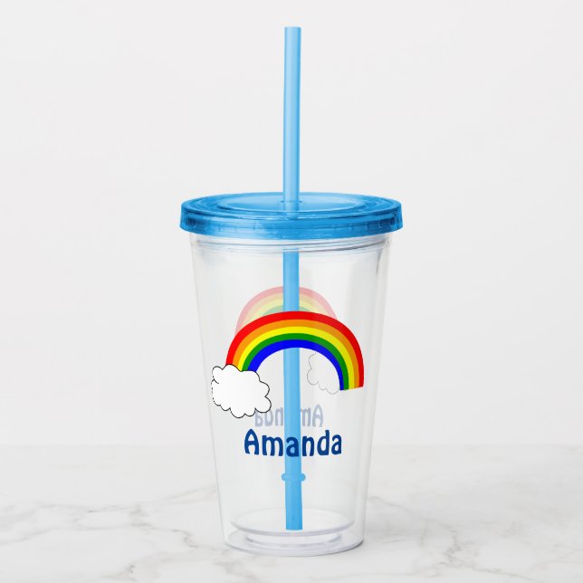 Rainbow Custom Name  Acrylic Tumbler (Front)