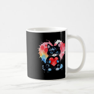 Rainbow Cute Cat Hugging Valentine Heart Kitty Lov Coffee Mug
