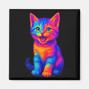 Rainbow Cute Cat Love Funny Colorful Happy Kitten Magnet