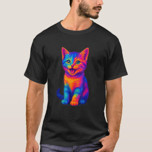 Rainbow Cute Cat Love Funny Colourful Happy Kitten T-Shirt