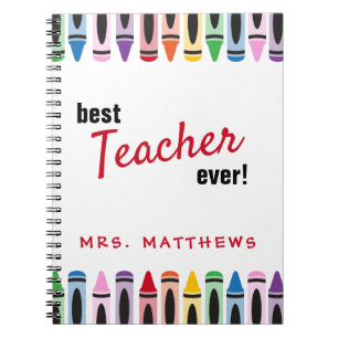 Rainbow Cute Colour Crayons Teacher Gift Notebook