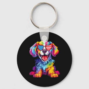 Rainbow Cute Dog Love Funny Colourful Puppy Happy Key Ring