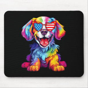 Rainbow Cute Dog Love Funny Colourful Puppy Happy Mouse Pad