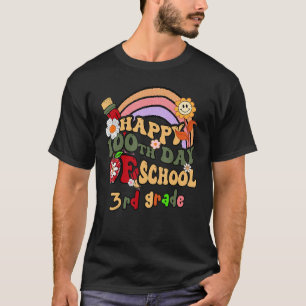Rainbow Cute Flora Happy 100th Day Of School in 3r T-Shirt