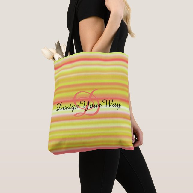 Rainbow cute girly stripes pattern tote bag (Close Up)