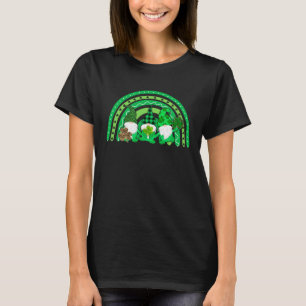 Rainbow Cute Gnomes Irish Leopard St Patrick s Day T-Shirt