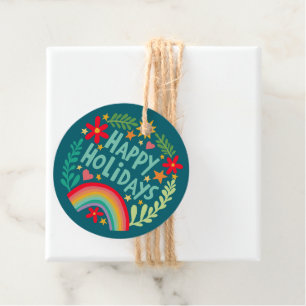 Rainbow Cute Hand-drawn Colourful Christmas Holida Favour Tags