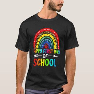 Rainbow Cute Happy First Day Of School Teacher T-Shirt