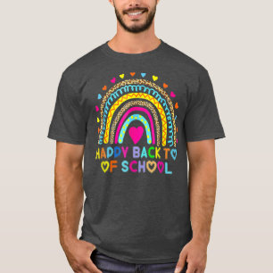 Rainbow Cute Hearts Happy Back To School Teachers T-Shirt