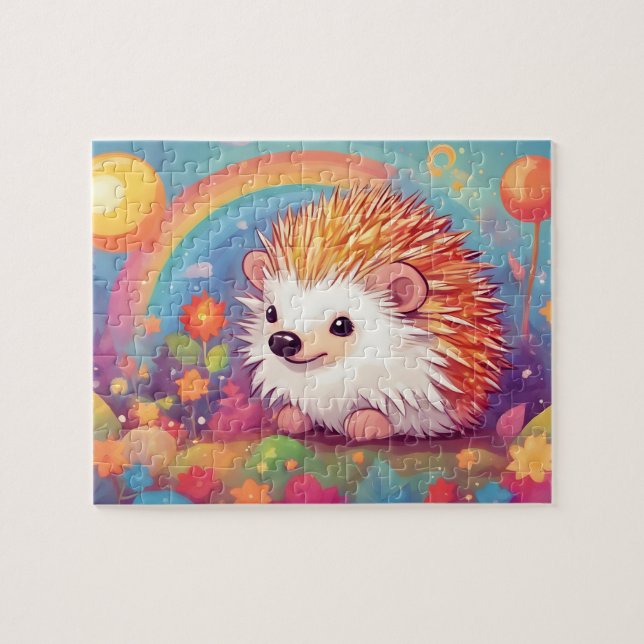 Rainbow Cute Hedgehog Jigsaw Puzzle (Horizontal)