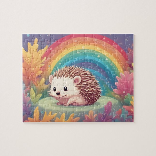 Rainbow Cute Hedgehog Jigsaw Puzzle (Horizontal)