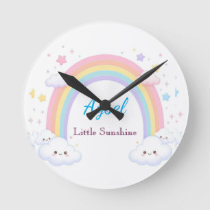 Rainbow Cute Kids Sticker 🌈 Round Clock