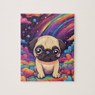 Rainbow Cute Pug Jigsaw Puzzle