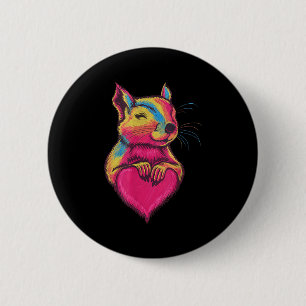 Rainbow Cute Squirrel Hugging Valentine Heart Love 6 Cm Round Badge