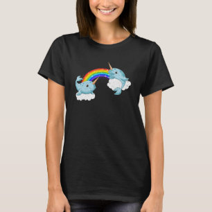 Rainbow Cute Whale Sea Creature Ocean Mammal Narw T-Shirt
