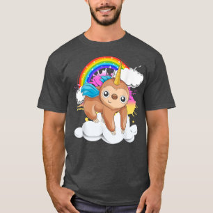 Rainbow Cute Zoo Animal Slothicorn Fairytale Unico T-Shirt