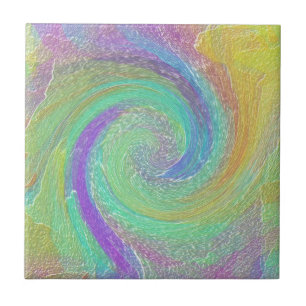 Rainbow Cyclone Abstract Art Tile