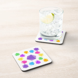 Rainbow D8 Dice Drink Coasters