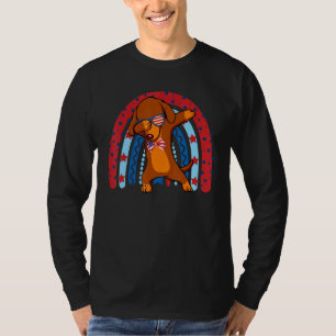 Rainbow Dachshund Dabbing Dance Fourth Of July Ame T-Shirt