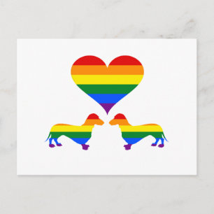 Rainbow dachshunds postcard