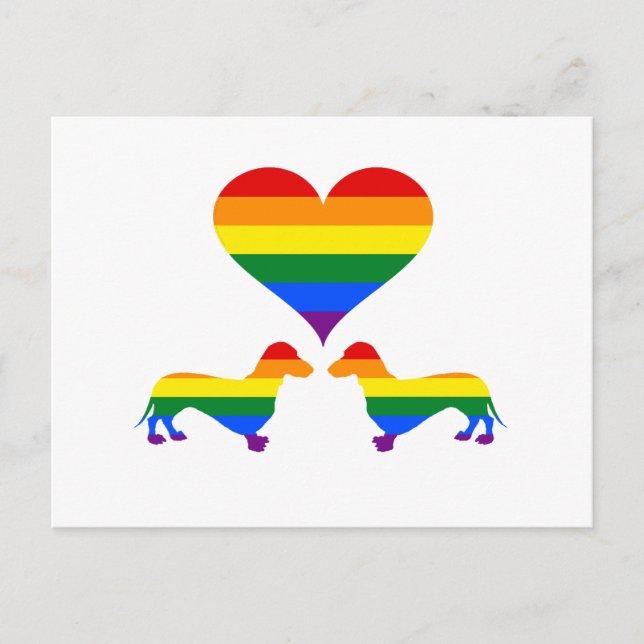 Rainbow dachshunds postcard