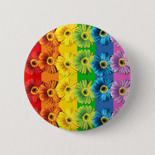 Rainbow Daisies 6 Cm Round Badge