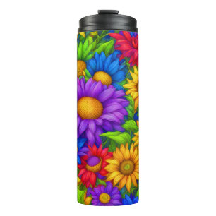 Rainbow Daisies Abstract #966 -  Thermal Tumbler