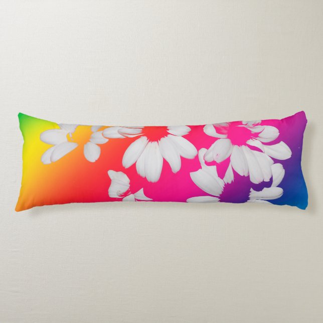 Rainbow daisies body cushion (Front)