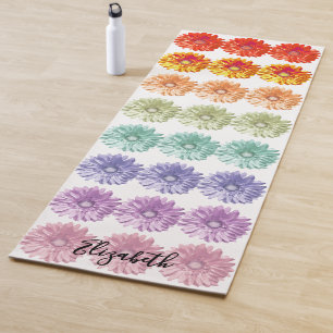 Rainbow Daisies Bright and Colourful Yoga Mat