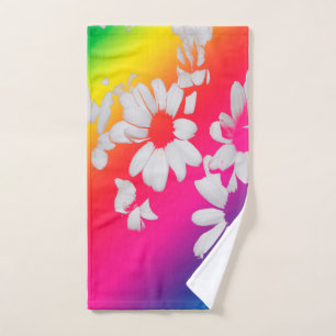 Rainbow daisies hand towel