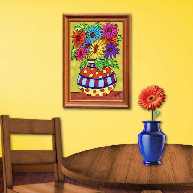 Rainbow Daisies in Designer Vase Poster (Creator Uploaded)